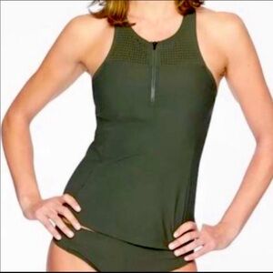 Athleta Bonaire zip front Tankini top swim bathing